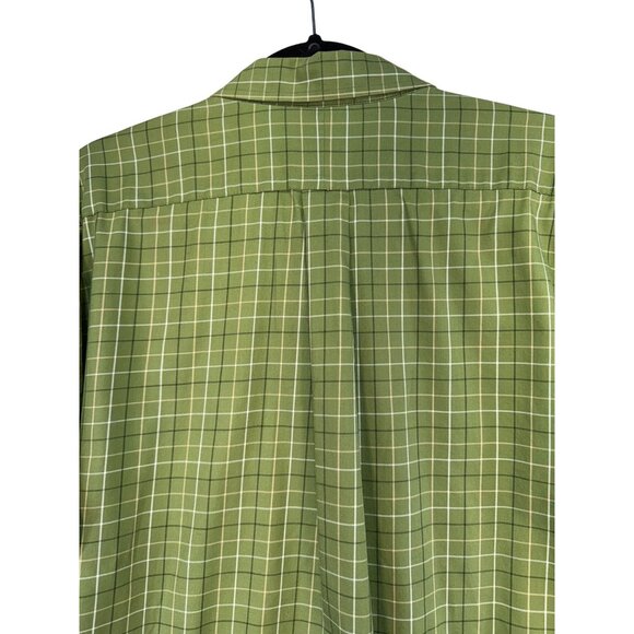 L.L.Bean Mens Long-Sleeve Dress Casual Shirt L Tall Green Plaid Wrinkle Resistan - Picture 9 of 11